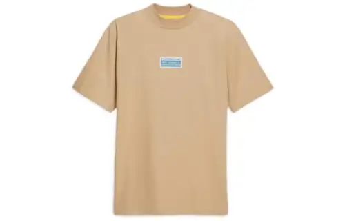 PUMA T Shirts Men's Brown Crew Neck Moderate Straight Fit