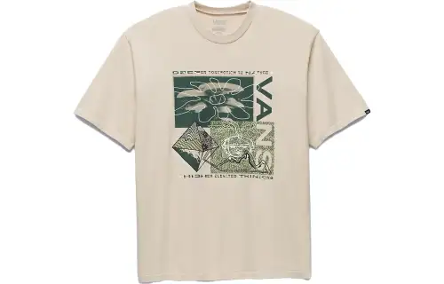 Vans T Shirts Men's Beige Crew Neck Moderate Straight Fit