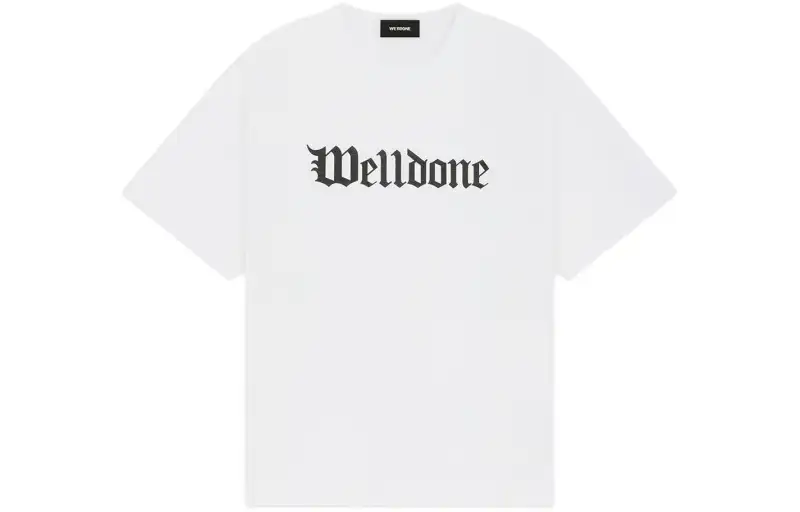 WE11DONE Gothic Logo print Cotton T shirt