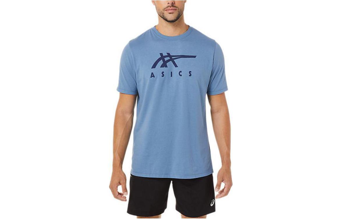 Asics Stripe Short Sleeve Tee T Shirt Unisex Blue