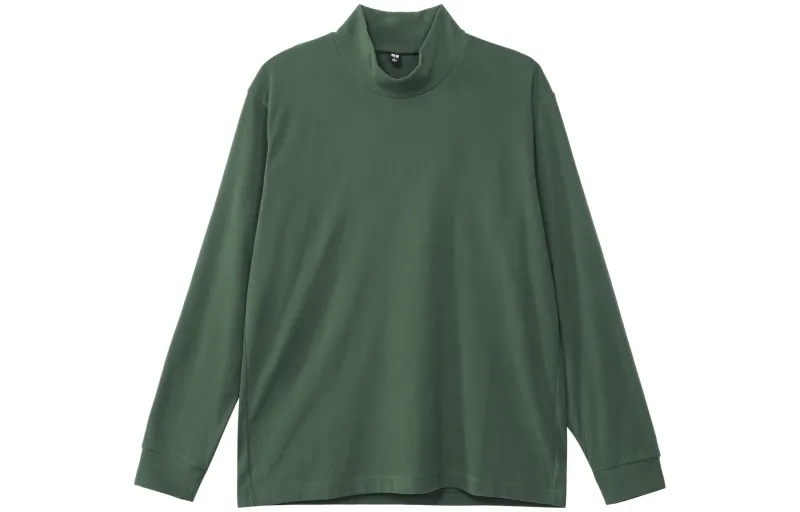 UNIQLO T Shirts Unisex Turquoise Turtleneck Moderate Straight Fit