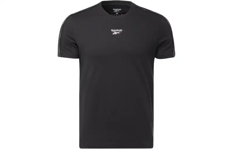 Reebok T Shirts Men's Black Crew Neck Moderate Straight Fit