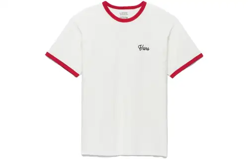 Vans T Shirts Unisex White Crew Neck Moderate Straight Fit