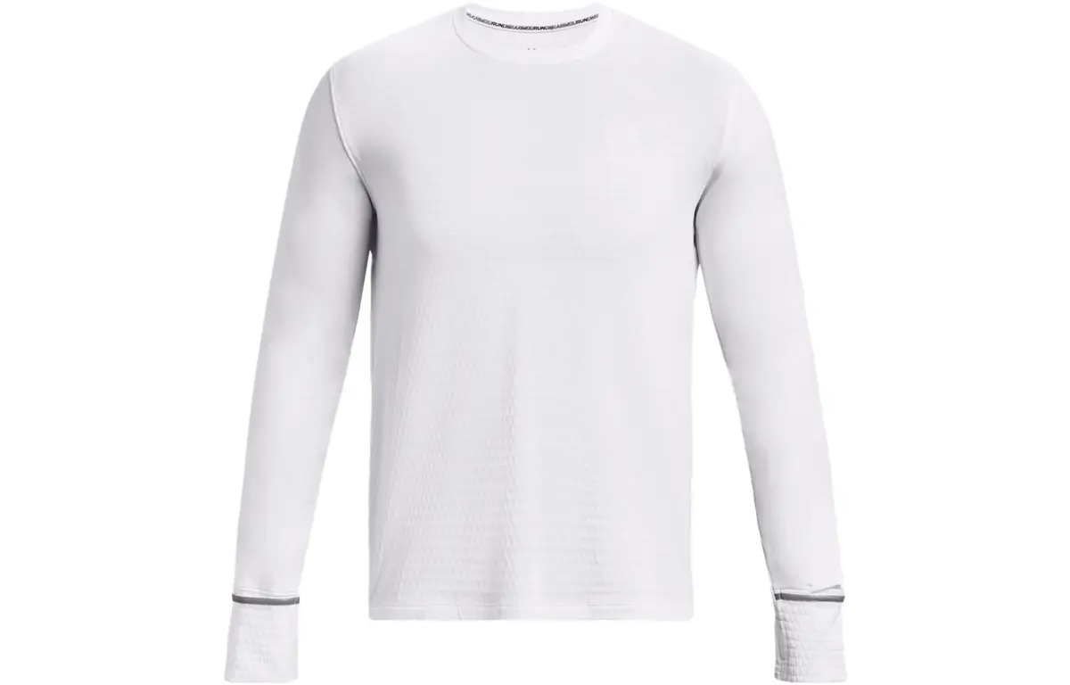 Under Armour Qualifier T-Shirts Men's White Crew Neck Thickened And Fleece-Lined Straight Fit