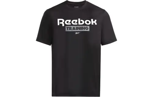 Reebok T Shirts Men's Black Crew Neck Moderate Straight Fit