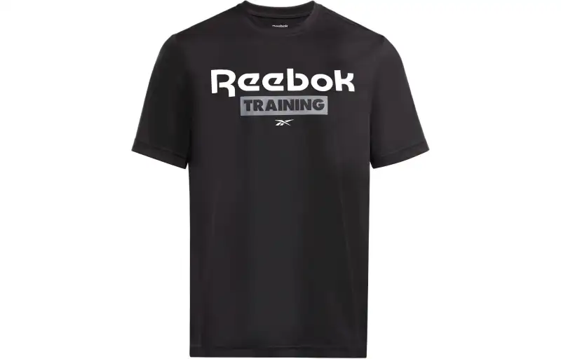 Reebok T Shirts Men's Black Crew Neck Moderate Straight Fit
