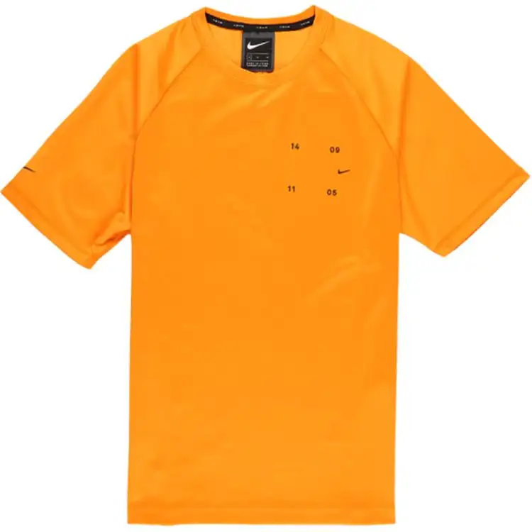 Nike T Shirts Men's Orange Crew Neck Moderate Straight Fit