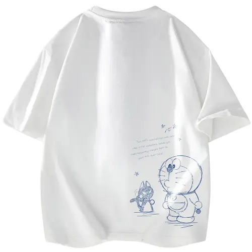 Doraemon T Shirts Unisex Crew Neck Moderate Straight Fit