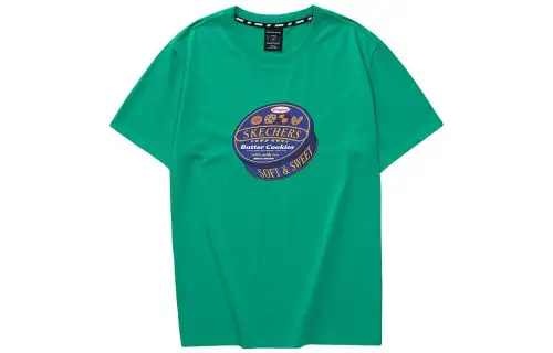 Skechers Colorful T Shirts Unisex Leaf Green Crew Neck Moderate Other