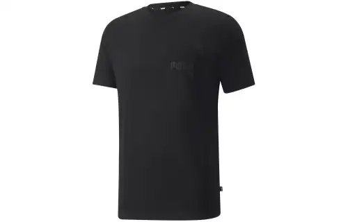 PUMA T Shirts Men's Black Crew Neck Moderate Straight Fit