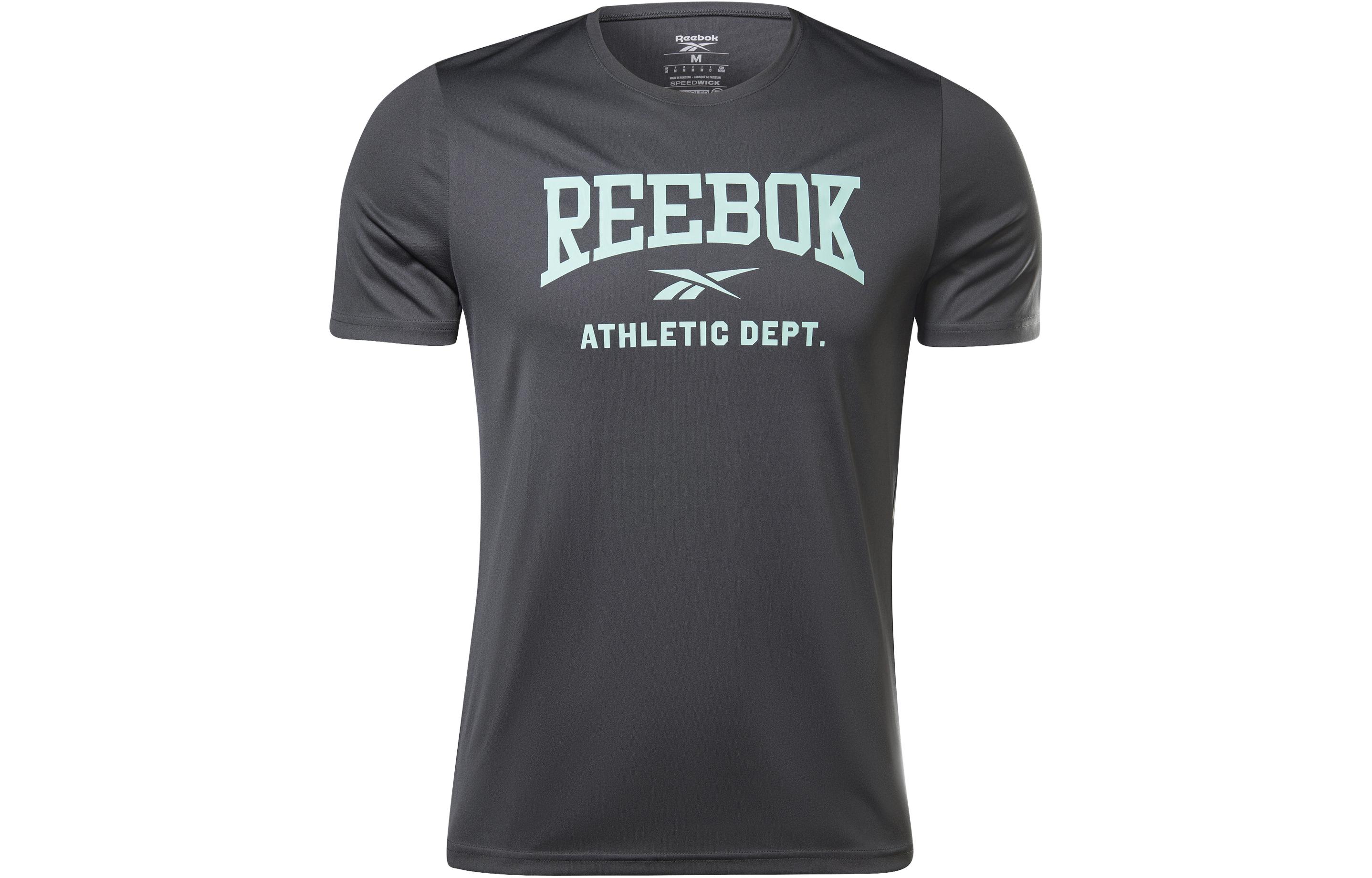 Reebok T Shirts Men's Black Crew Neck Moderate Straight Fit