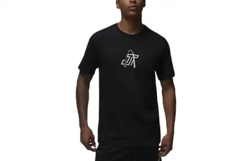 Jordan T Shirts Men's Black Crew Neck Moderate Straight Fit