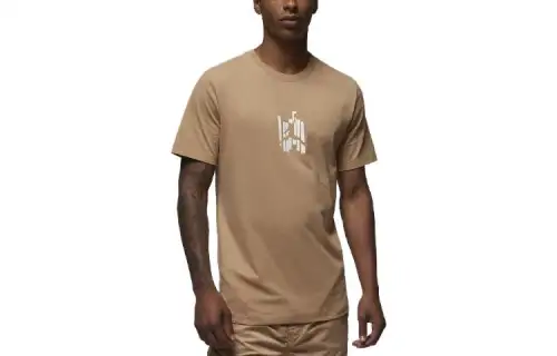 Jordan T Shirts Men's Khaki Crew Neck Moderate Straight Fit
