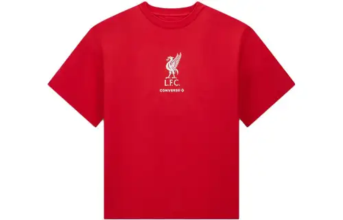 Converse T Shirts Men's Red Crew Neck Moderate Straight Fit