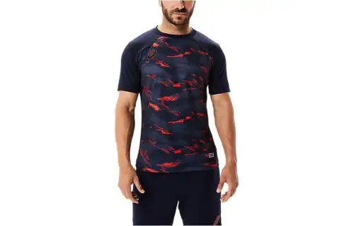 ASICS T Shirts Men's Black Crew Neck Moderate Straight Fit
