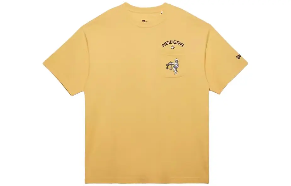 New Era T-Shirts Unisex Yellow Crew Neck Moderate Straight Fit