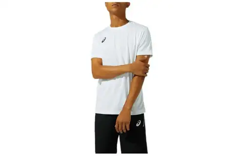 ASICS T Shirts Men's White Crew Neck Moderate Other