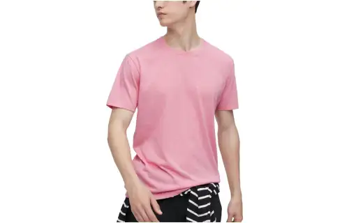 UNIQLO T Shirts Men's Pink Crew Neck Moderate Other