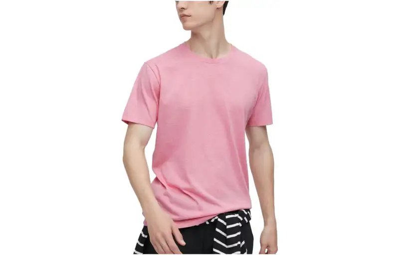 UNIQLO T Shirts Men's Pink Crew Neck Moderate Other