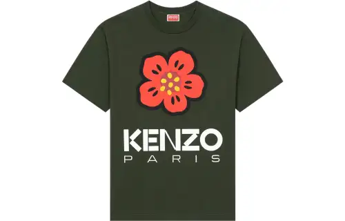 KENZO T Shirts Men's Dark Khaki Crew Neck Moderate Straight Fit
