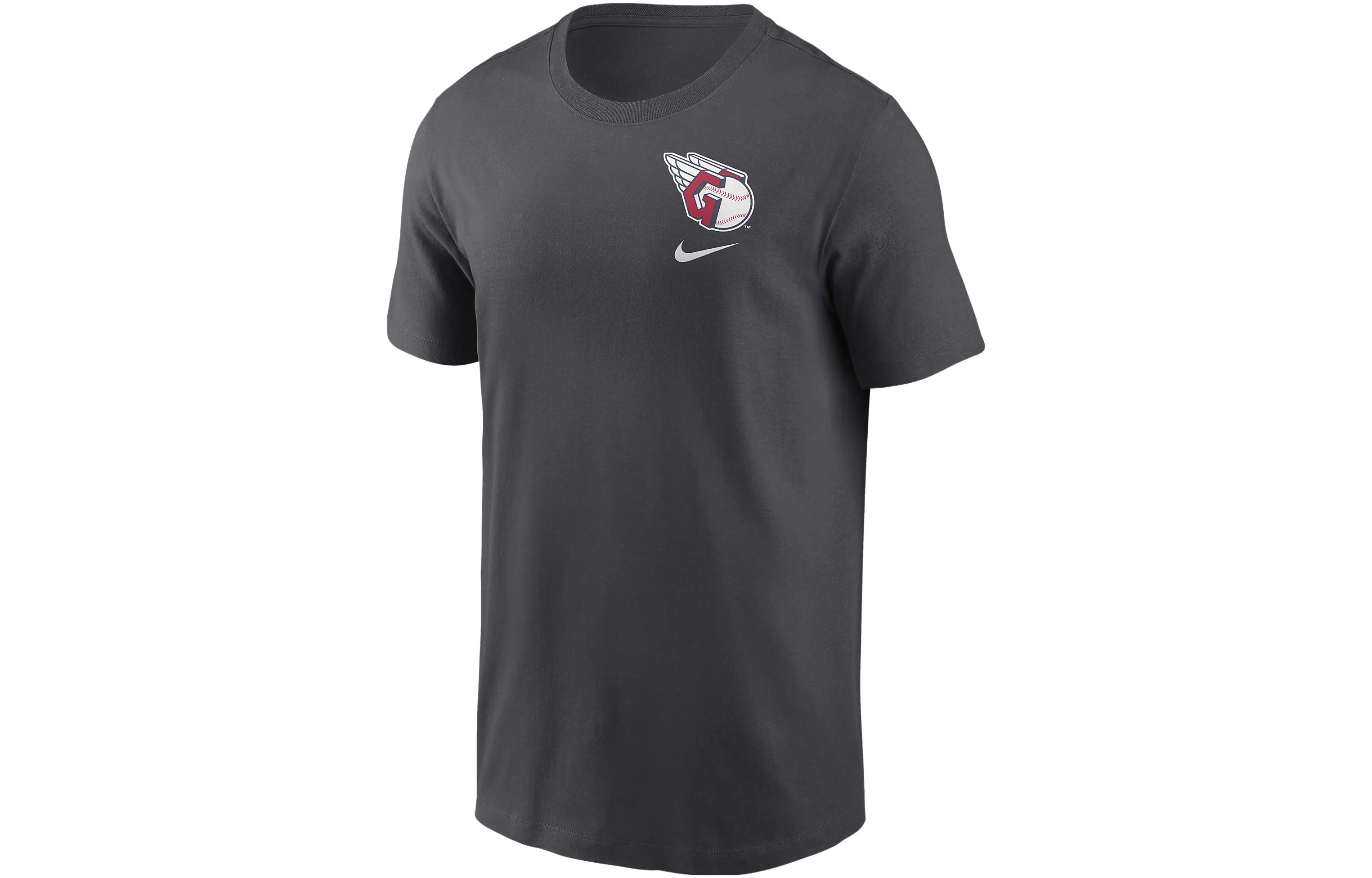 Nike x MLB Collaboration Cleveland Guardians Logo Sketch Bar T Shirt Men's Charcoal Gray