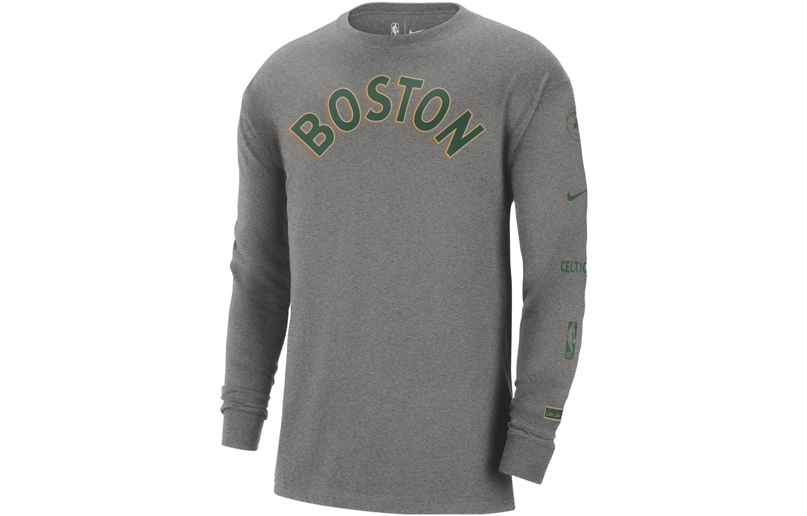 Nike Boston Celtics 2023/24 City Edition Letter Print Long Sleeve T-Shirt City Edition 2023/24 Season Boston Celtics Men's Gray
