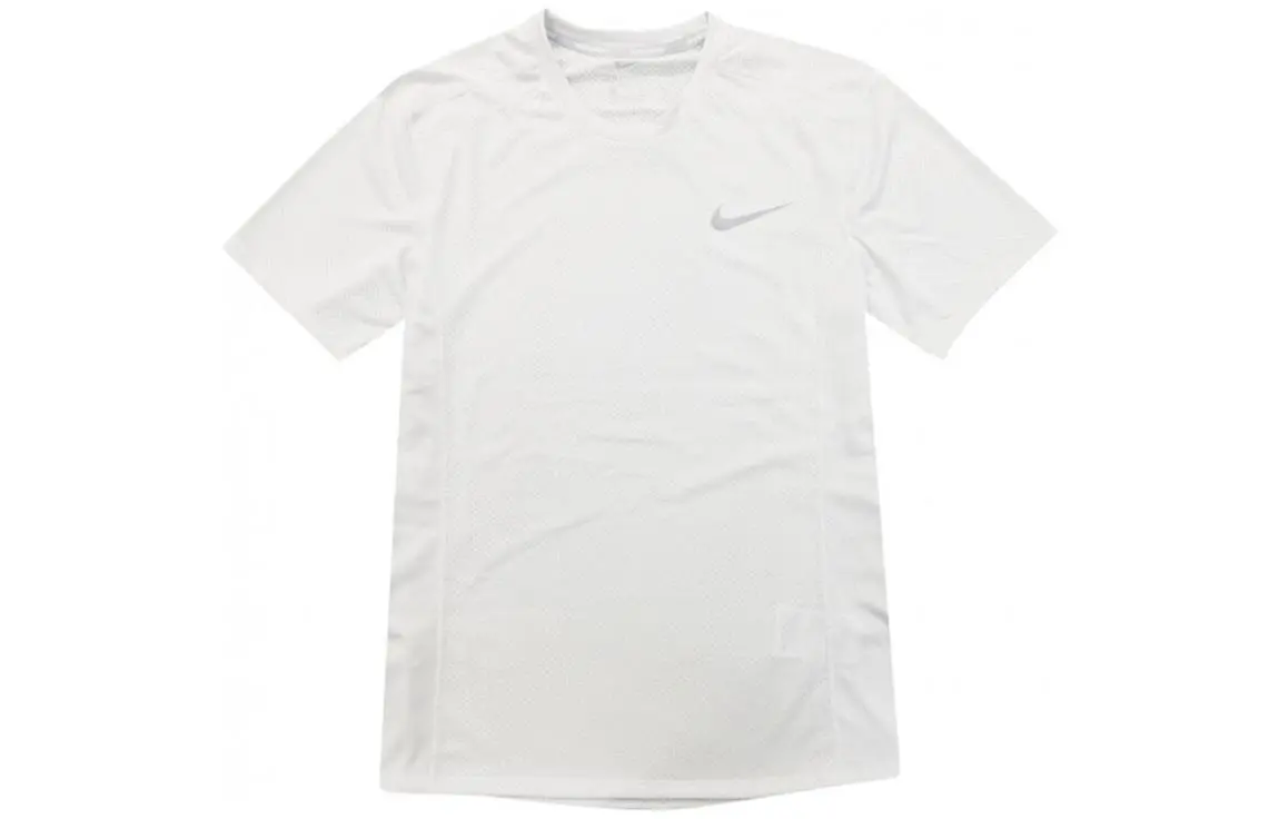 Nike T-Shirts Men's White Crew Neck Moderate Straight Fit