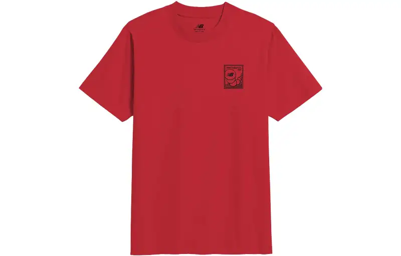 New Balance Sketch Graphic T Shirts Men's Red Crew Neck Moderate Straight Fit