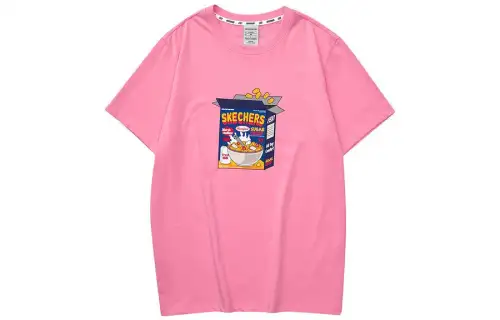 Skechers Colorful T Shirts Unisex Sachet Pink Crew Neck Moderate