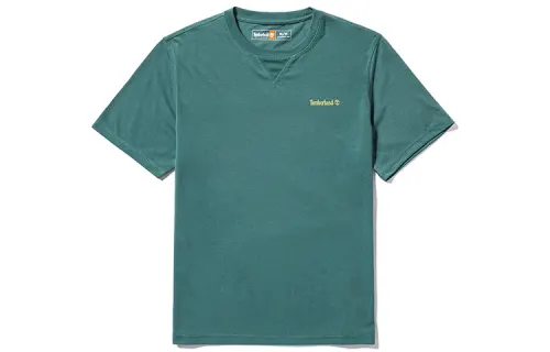 Timberland T Shirts Men's Turquoise Crew Neck Moderate Straight Fit