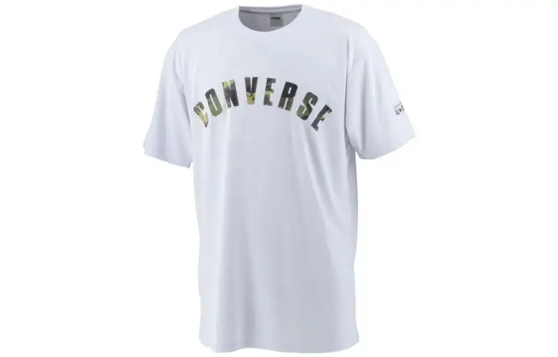 Converse T Shirts Men's White Crew Neck Moderate Straight Fit