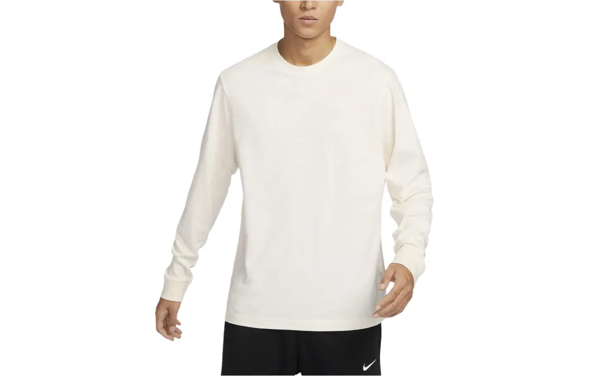 Nike T-Shirts Men's Beige Crew Neck Moderate Straight Fit