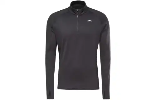 Reebok T Shirts Men's Black Stand Collar Moderate Straight Fit