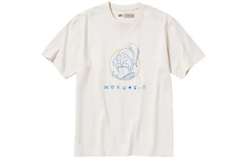 UNIQLO T Shirts Unisex Ivory Crew Neck Moderate