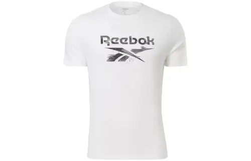 Reebok T Shirts Men's White Crew Neck Moderate Straight Fit