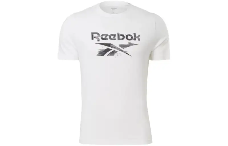 Reebok T Shirts Men's White Crew Neck Moderate Straight Fit
