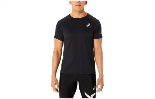 ASICS A I M T Shirts Men's Black Crew Neck Moderate Straight Fit
