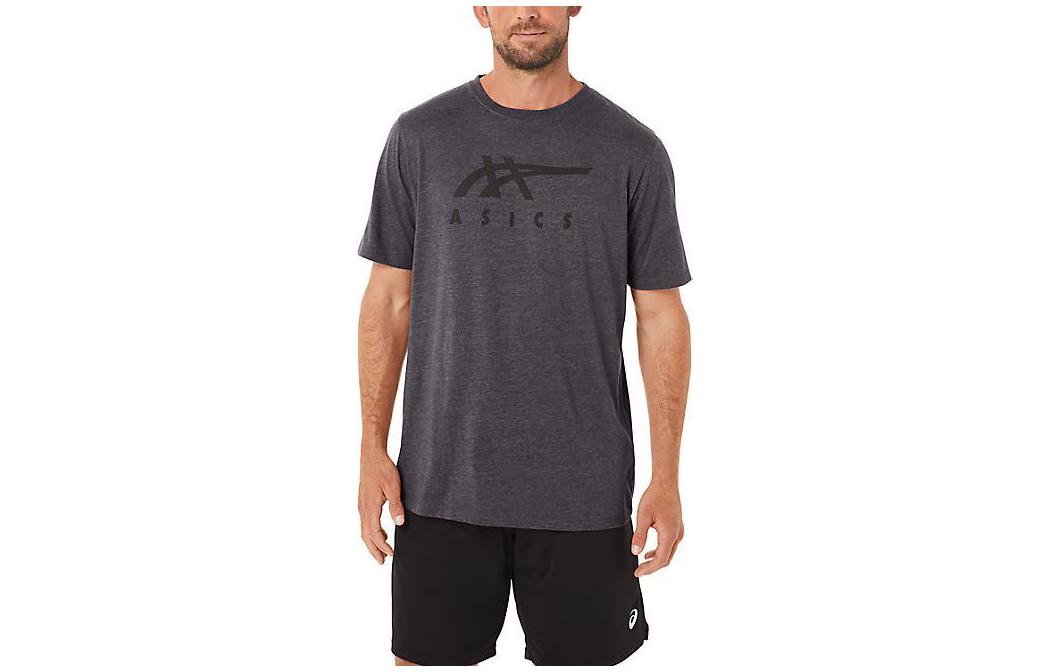 Asics Stripe Short Sleeve Tee T Shirt Unisex Gray