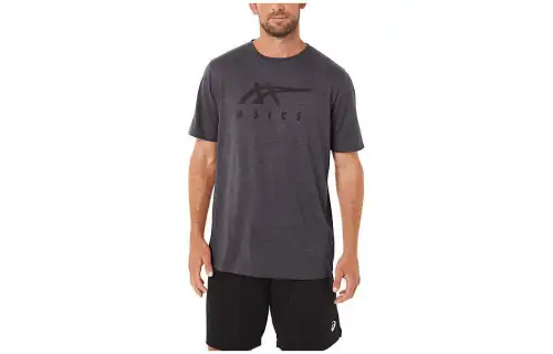 Asics Stripe Short Sleeve Tee T Shirt Unisex Gray