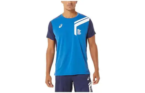 ASICS LIMO GEL COOL T Shirts Men's Blue Crew Neck Moderate Other