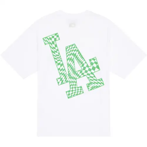 MLB Checkerboard T Shirts Unisex Ecru Crew Neck Moderate Straight Fit