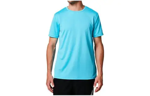 ASICS T Shirts Men's Light Blue Crew Neck Moderate Straight Fit