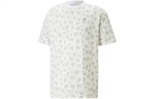 PUMA T Shirts Men's White Crew Neck Moderate Straight Fit