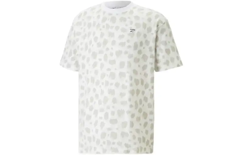 PUMA T Shirts Men's White Crew Neck Moderate Straight Fit