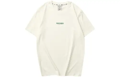 Skechers T Shirts Unisex Marshmallow White/0074 Crew Neck Thin Straight Fit