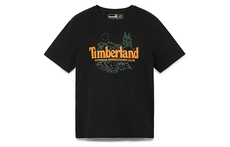 Timberland T-Shirts Men's Black Crew Neck Thin Straight Fit