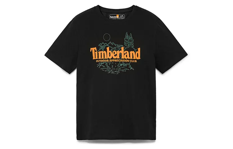 Timberland T Shirts Men's Black Crew Neck Moderate Straight Fit