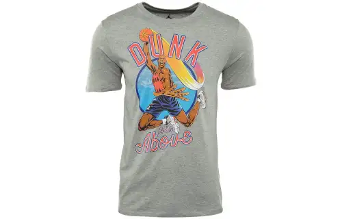 Jordan T Shirts Men's Gray Crew Neck Moderate Straight Fit