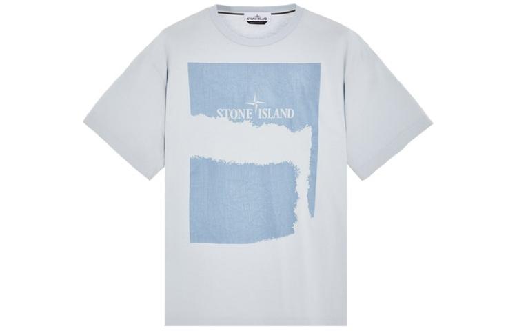 STONE ISLAND 2rc90 'Scratched Paint Two' Print T Shirt Men's Ice Frost Blue