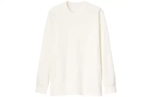 UNIQLO T Shirts Men's Ivory Crew Neck Moderate